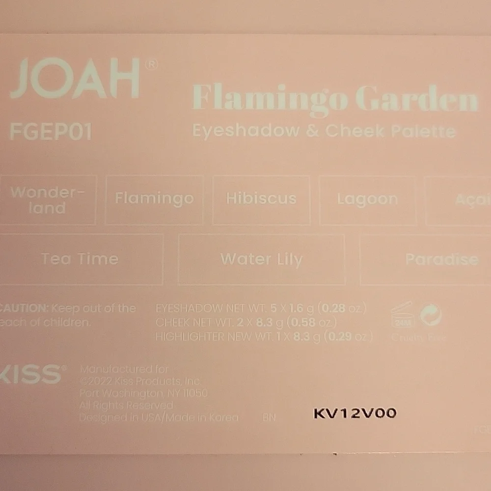 KISS Joah Flamingo Garden Eyeshadow & Cheek Palette NEW